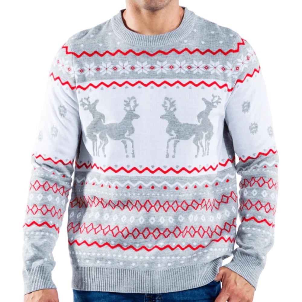MEN'S GREY HUMPING REINDEER UGLY CHRISTMAS SWEATER